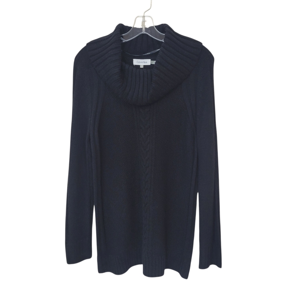Calvin Klein Soft Cable Knit Ribbed Cowl Neck Textured Sweater Size M Cozy Comfy